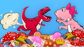 [Jurassic Fart] What's Wrong With T-Rex & Pink Dinosaur Eating Mushrooms ? | GTK - Dinotoons