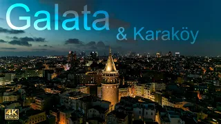 walk around galata tower in Istanbul and And feel the oxygen of Karakoy cafes [4K UHD/60 fps]