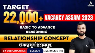 22000 Assam Vacancy 2023 | Reasoning | Relationship Concept