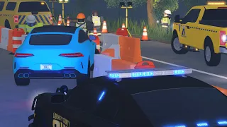 Criminal Looses Traction During Storm - Crashing Into DOT! - Roblox Roleplay