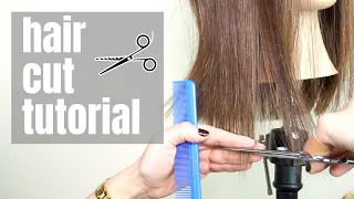 HAIRCUT TUTORIAL: HOW TO CUT YOUR FAMILY'S HAIR AT HOME! Medium to long length hair. | LINA