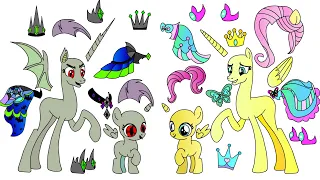 My little pony Nice Princesses Alicorns vs Villains- Flutterbat Pinkamena Twivine - MLP Paper craft