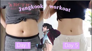BTS JUNGKOOK WORKOUT - I try Jungkook's workout routine for 5 days to get toned and lose weight