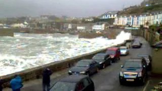 Porthleven Harbour New Year 2014 big waves