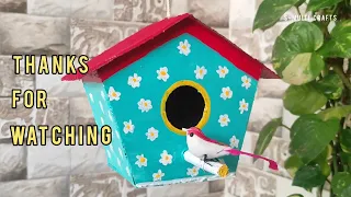 How to make a bird house using cardboard :: DIY :: easy craft :: school project :: bird. home