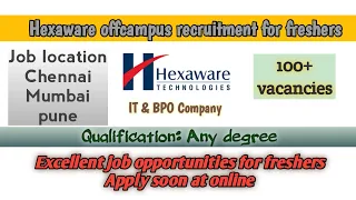 Hexaware Technologies 2021 job openings  for freshers