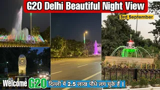 G20 Delhi Roads Night Beautification-Amazing India Shining At Night | Lal Quila To India Gate Road |