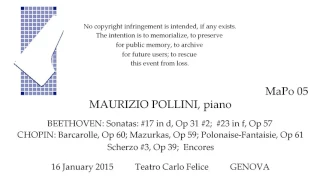 MAURIZIO POLLINI Live Recital 2015   BEETHOVEN  CHOPIN    GENOVA