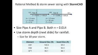 Using StormCAD for storm sewer design: simple example - CE 433, Class 35 (8 April 2024)