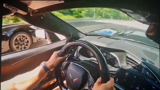 @StreetSpeed717 s Corvette C7 ZR1 casually walking a Tesla Plaid