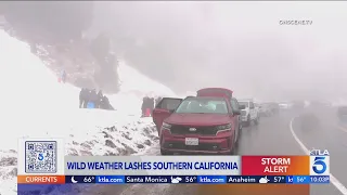 Snow, storms and gusty winds hit Southern California