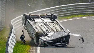 Nürburgring BIG CRASH Rollover VW Golf 7 TCR - Nordschleife NLS 3 Endurance Series 15.04.2023