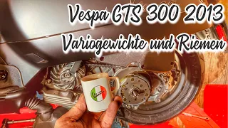 Variorollen und Keilriemen wechseln Vespa GTS 300 Supersport 2013 - Test mit leichtere Variogewichte