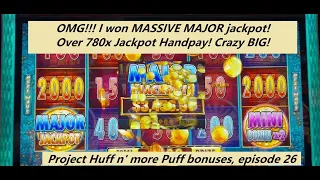 CRAZY MAJOR! HUGE slot win! 5 buzz saws - Huff n' more Puff, e26, Jackpot Handpay! MANSIONS feature!