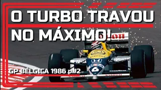 O turbo do Nelson travou e Senna faz uma corrida de cabeça. Gp Bélgica 1986. Corrida.