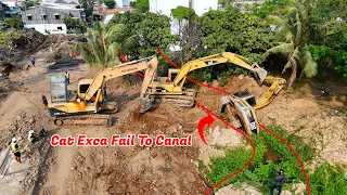 My God, Fail To Canal While Cat Excavator Is Working To Repair New Drain That Building Complete 90%