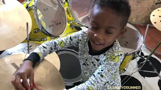 4-year old drummer, LJ and Daddy talk about LJ's drums