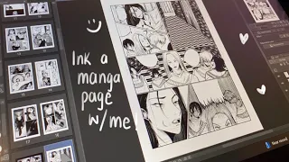 Inking a manga page  in Clip Studio Paint | Subana