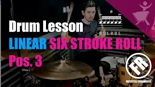 Six Stroke Roll in position 3 applied to drum kit  | DRUM LESSON  |  FREESTYLE RUDIMENTS