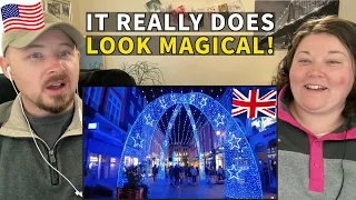 Americans React to London Christmas Lights Tour - So Beautiful!
