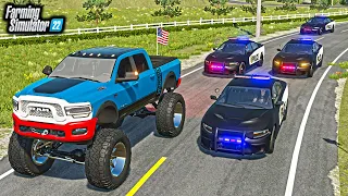 5 COPS CHASE $239,999 LIFTED TRUCK! (STOLEN) | FS22