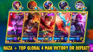 HAZA CHOU MEET TOP GLOBAL 4 MAN VS ENEMY TOP 5 SUPREME PLAYER | WHO WILL WIN?!