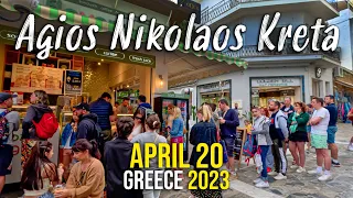 Agios Nikolaos Crete, walking tour in 4k, Kreta, Greece 2023