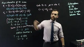 Intersections of 3D Lines, Skew Lines and angles between lines