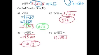 Simplifying Radical Expressions_Square Roots_Video Lesson Notes