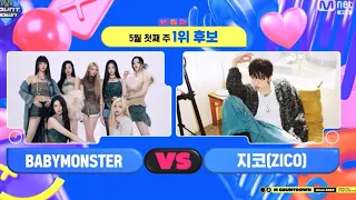 BABYMONSTER VS ZICO(feat. JENNIE) MNET M COUNTDOWN NOMINEES TODAY