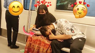 SLEEPING ON STRANGERS IN THE METRO PRANK || PART - 3 || EPIC REACTIONS || DEEPANSHUMANNI ||