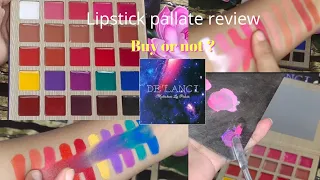 de'lanci lip palette. 1st exprience * swatches * or mixing shades . honest review .