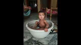 cute baby playing with water #cute #babgirl #cutebaby #funny #babyplying #cutepet #baby