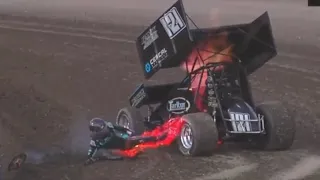 Terrifying Fiery Sprint Car Crash