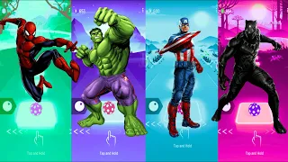 Spiderman 🆚 Hulk 🆚 Captain America 🆚 Black Panther | Marvel Heroes | Tiles Hop Fun Ball