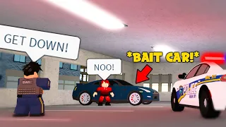 He Stole Our BAIT CAR!! CRAZY POLICE CHASE! (Roblox)