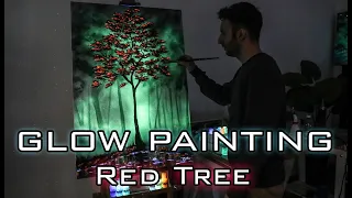 Glow Painting - Red Tree by Crisco Art