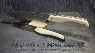 KNIFE MAKING / B&W CHEF AND PARING KNIFE SET 수제칼 만들기 #156