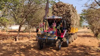 Arjun mahindra novo 605 sugar cane heavy loaded tractor|Mahindra sugar cane tractor|