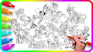 BIGGEST Coloring Pages MY LITTLE PONY | Easy Drawing Tutorial Art. How to color My Little Pony. MLP