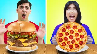 GIANT VS TINY FOOD CHALLENGE FOR 24 HOURS | LAST TO STOP WINS BIG VS SMALL FOOD BY CRAFTY HACKS PLUS