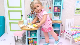 Baby Dolls baking in the kitchen! Play Toys cooking stories for kids