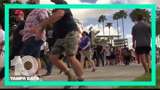 People line up ahead of President Trump's MAGA rally in Tampa