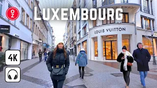 Luxembourg City 🇱🇺 Richest Country in the World, 4K 60fps Walking Tour at Snowy Day 2024 ❄️