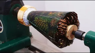 Woodturning - Pine Cones into Glowing Christmas Tree