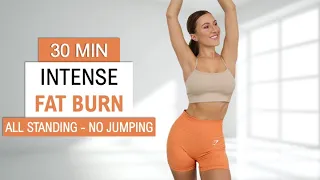 30 Min Full Body Fat Burn | No Jumping - All Standing, Sweaty HIIT, No Repeat, Warm Up + Cool Down