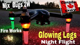 MJX Bugs 2W (Glowing Landing Legs Mod) Flying through Fireworks👍🏼