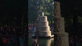 GUY JUMPS OFF STAUTE AT COMFEST IN COLUMBUS OHIO