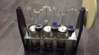 Homemade 3 cylinder beer can Stirling engine running