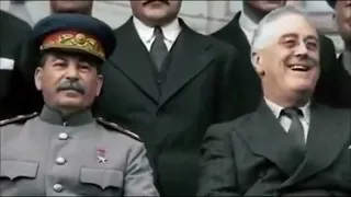 Roosevelt, Churchill and Stalin meet in 1943 for the Tehran Conference